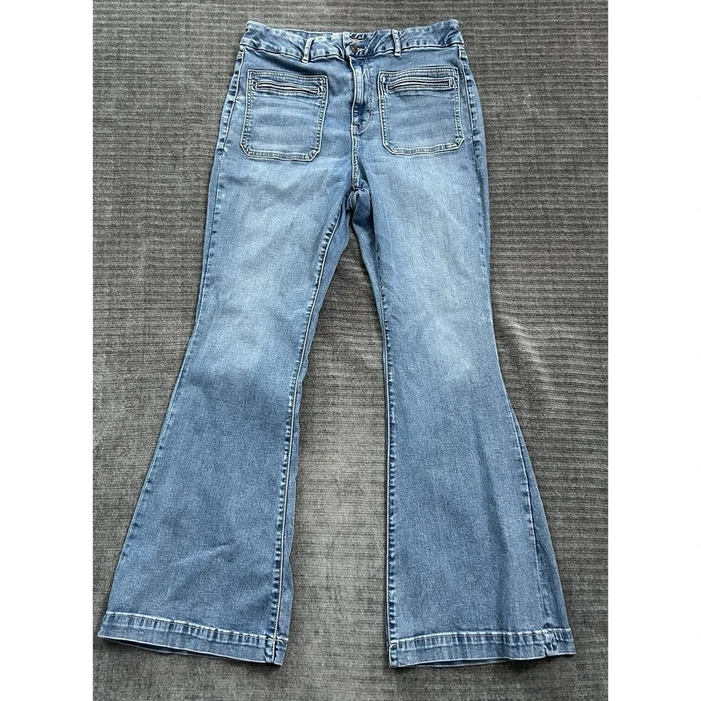 Y2K American Eagle Flare Jeans Womens 14 Light Wash Mid Rise 32